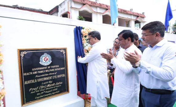 Tripura CM Dr Manik Saha lays foundation stone for Agartala Govt Eye Hospital.